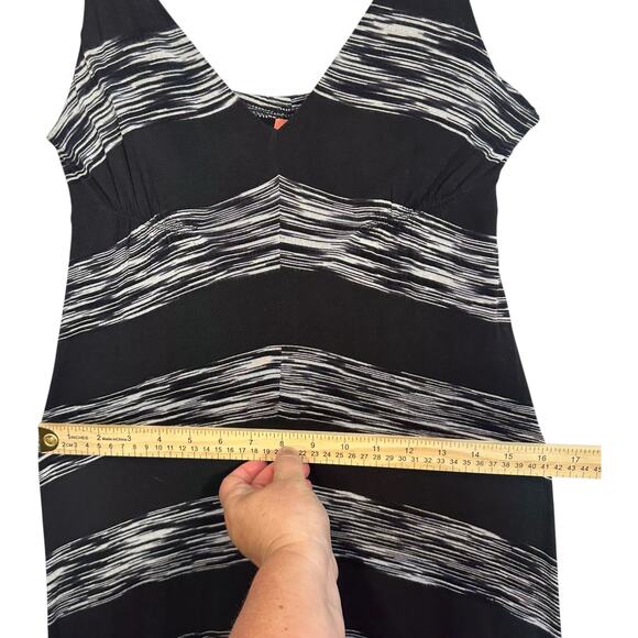 Striped Maxi Slip Dress Black White Small Lined Adjustable Long Boho City Chic - Picture 11 of 14